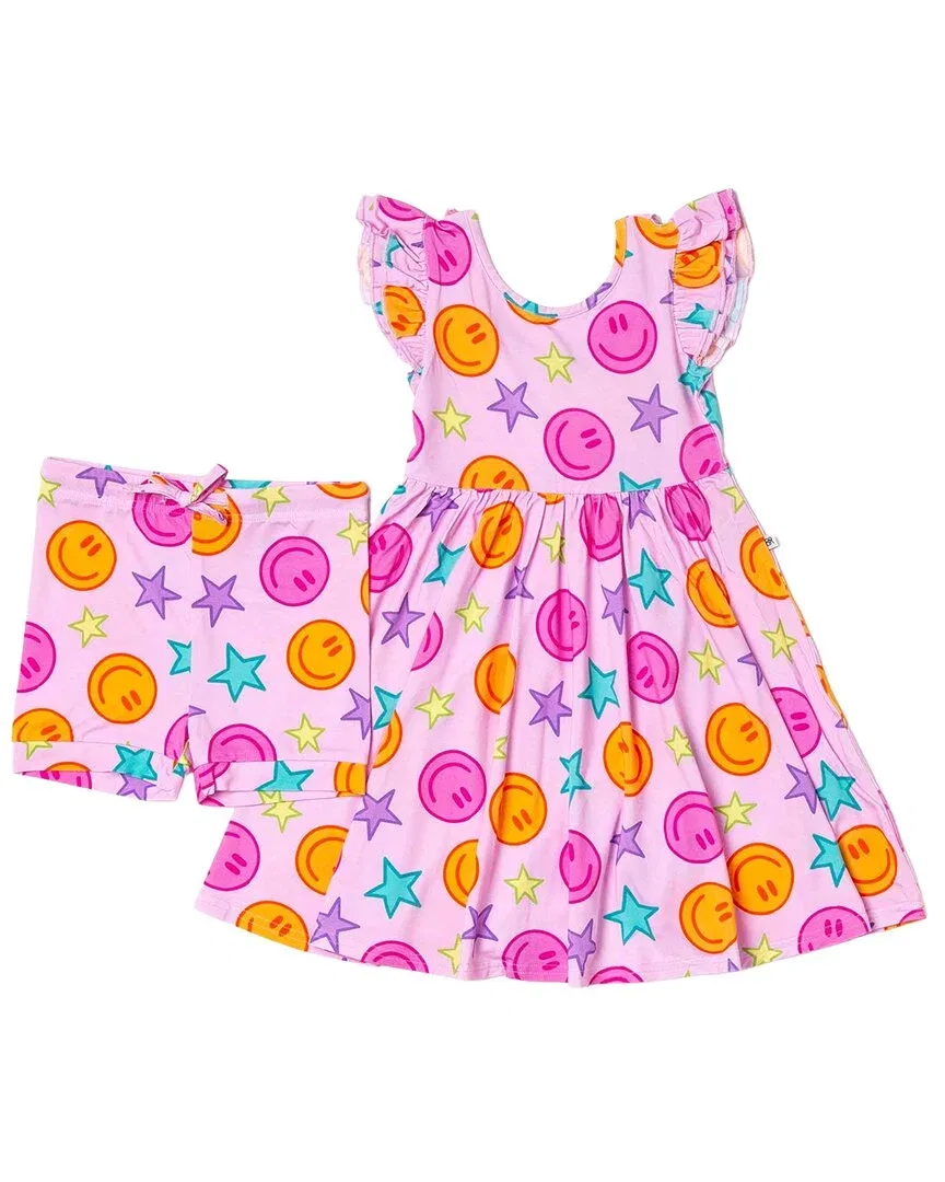 Детский комплект платья с коротким рукавом и шорт Peachy Power Bums & Roses, мультиколор