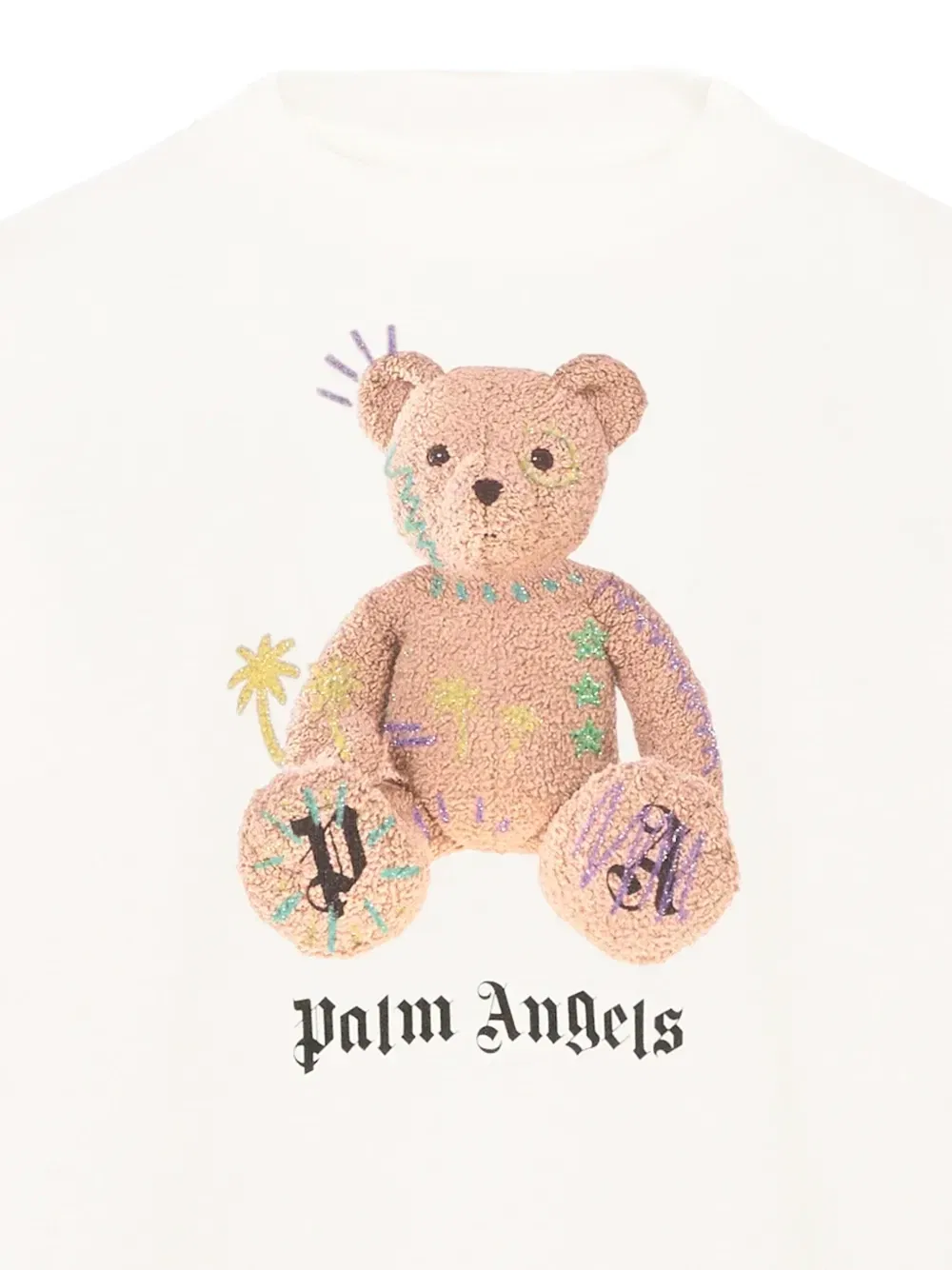Футболка с логотипом и принтом медведя Palm Angels Kids, белый — фото 3