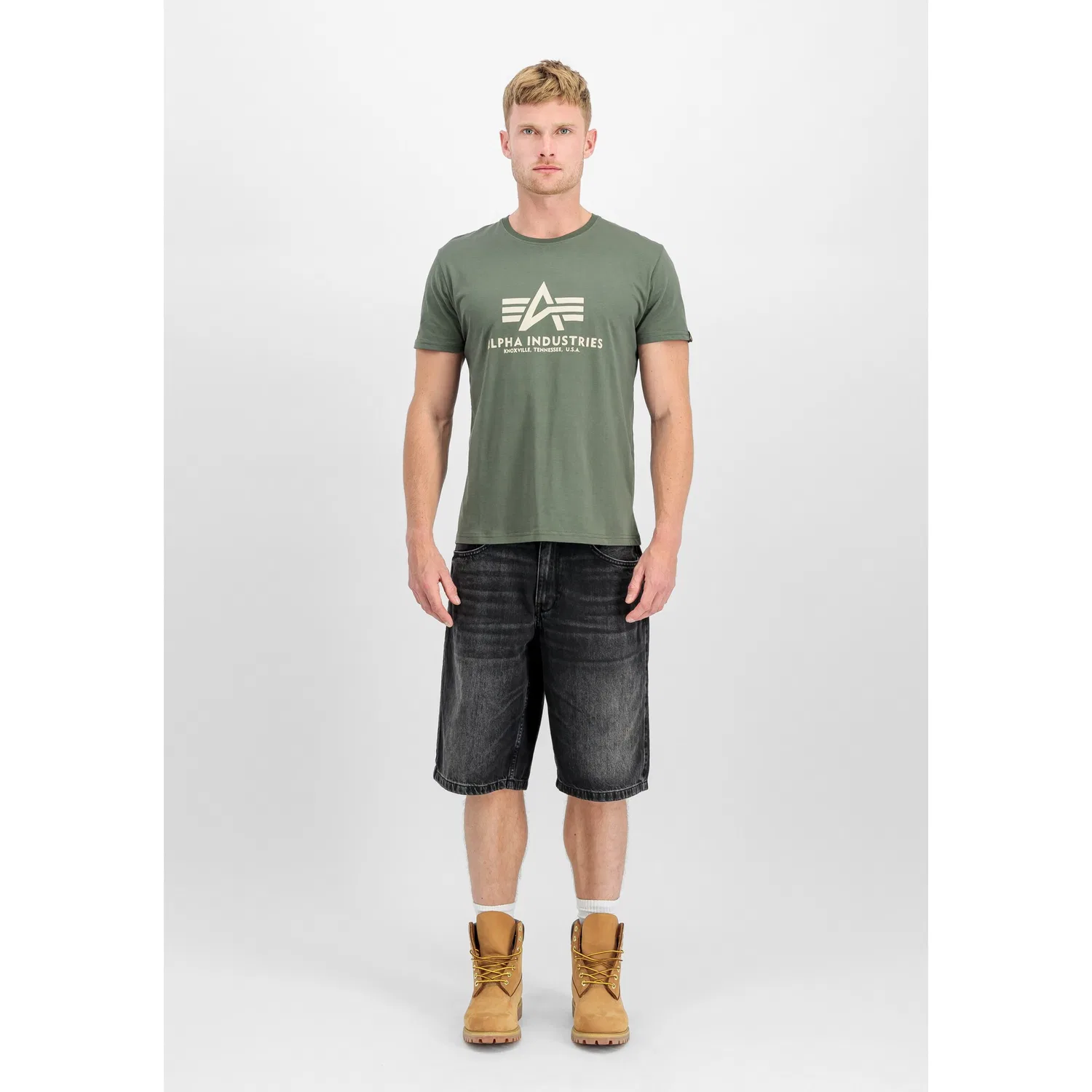 Детская хлопковая футболка Regular Fit Alpha Industries, Vintage Green — фото 3