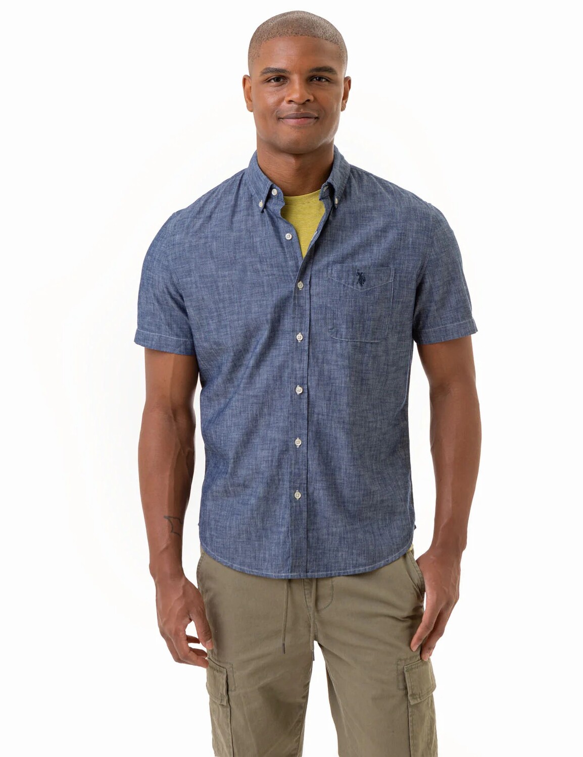 

Рубашка U.S. Polo Assn. Short Sleeve Slub Chambray Woven, темно-синий