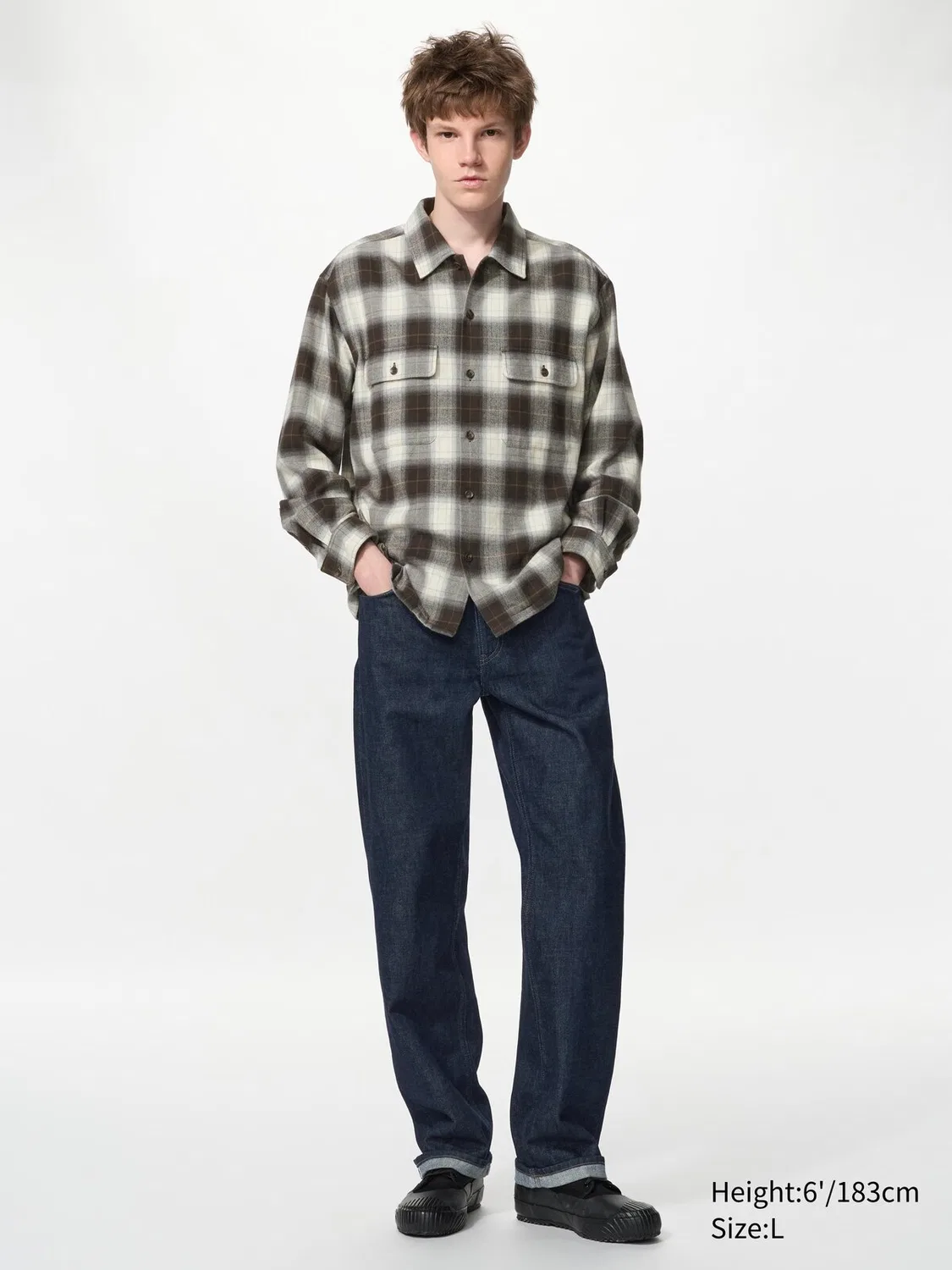 Рубашка фланелевая Uniqlo, темно-коричневый — фото 2