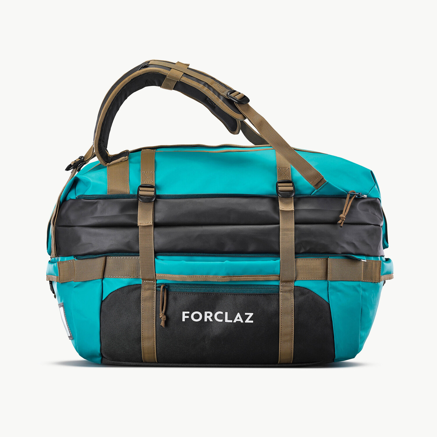 Сумка транспортировочная треккинговая Forclaz Duffel 500 Extend 40–60 л, бирюзовый/серый — фото 2