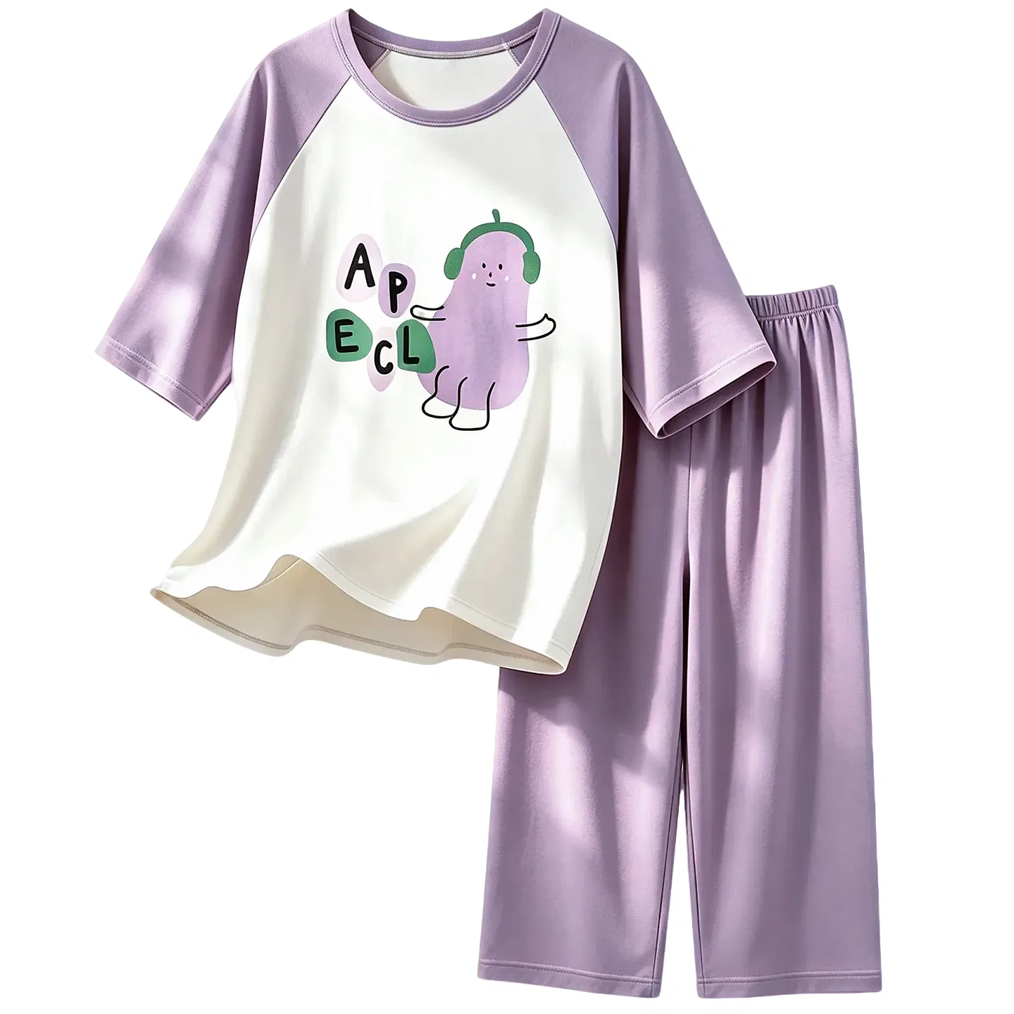 Детский комплект пижам с принтом Red bean, Цвет Z010-small eggplant