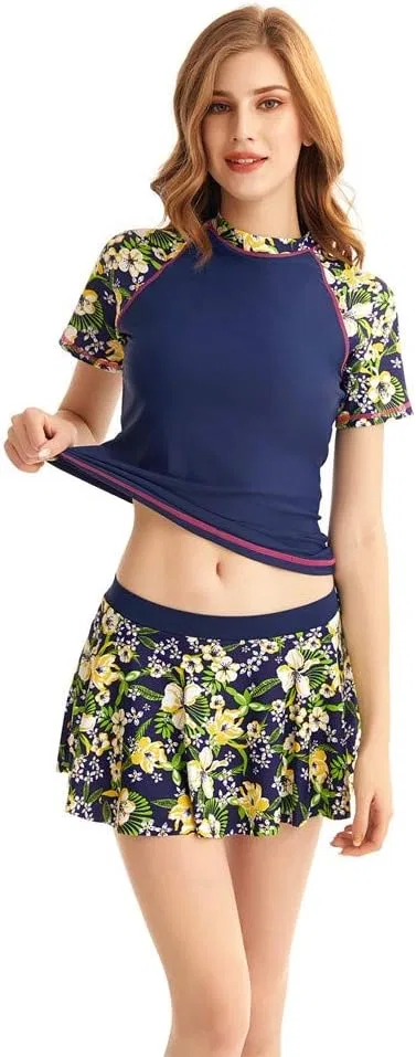 Женский танкини-комплект с принтом, Two Piece Short Sleeve, Y3 — фото 3
