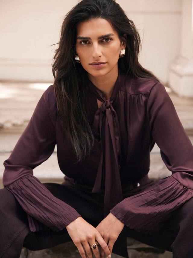 

Блузка с галстуком из сатина Mint Velvet, Red Burgundy