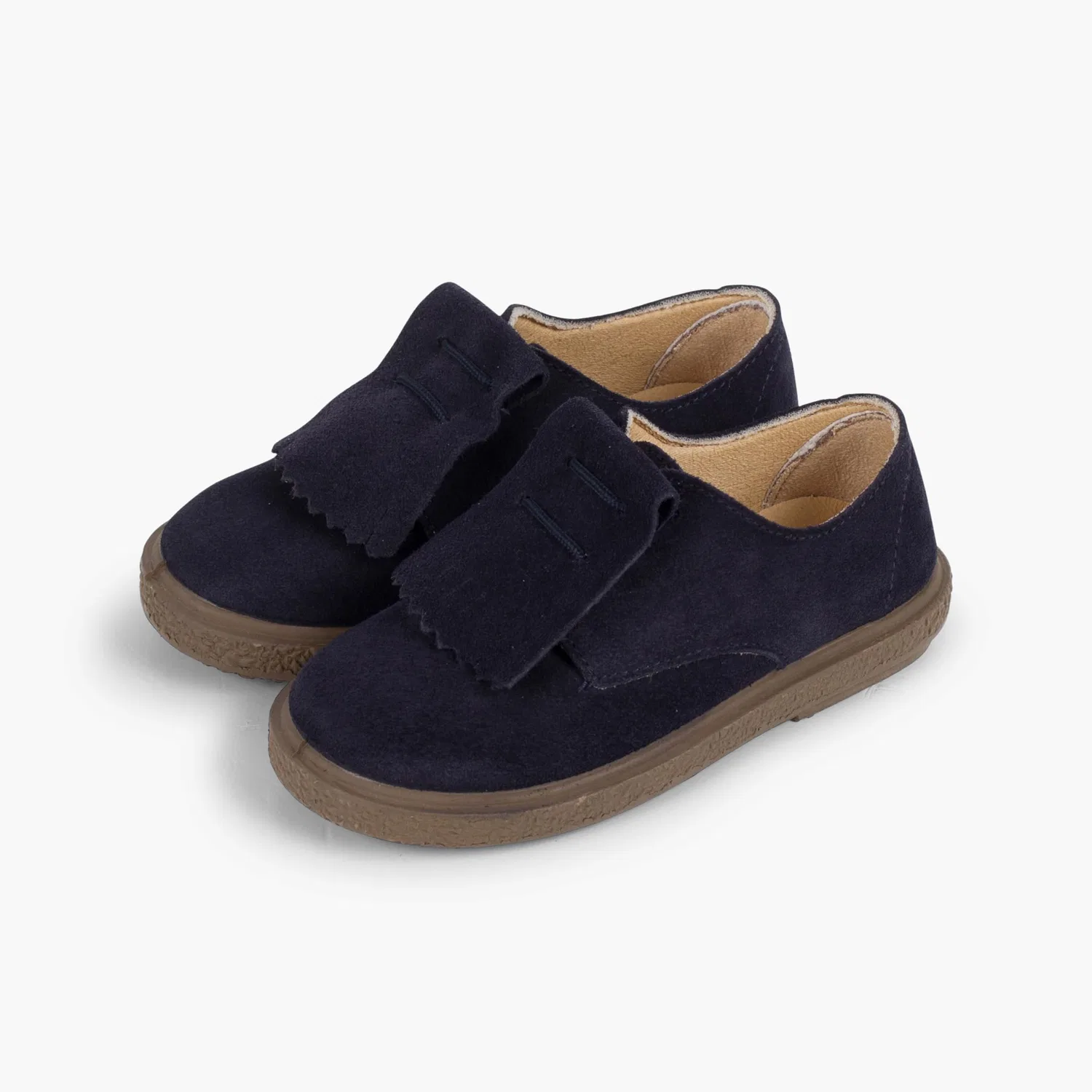 Детские туфли-лодочки из замши с бахромой Pisamonas, Blue — фото 4