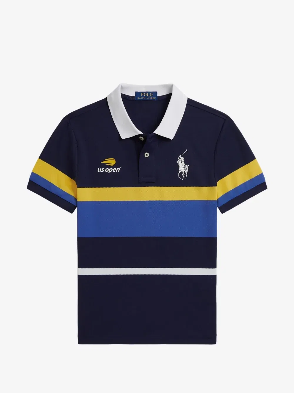 Полосатая рубашка поло из коллаборации с US Open POLO RALPH LAUREN KIDS, синий