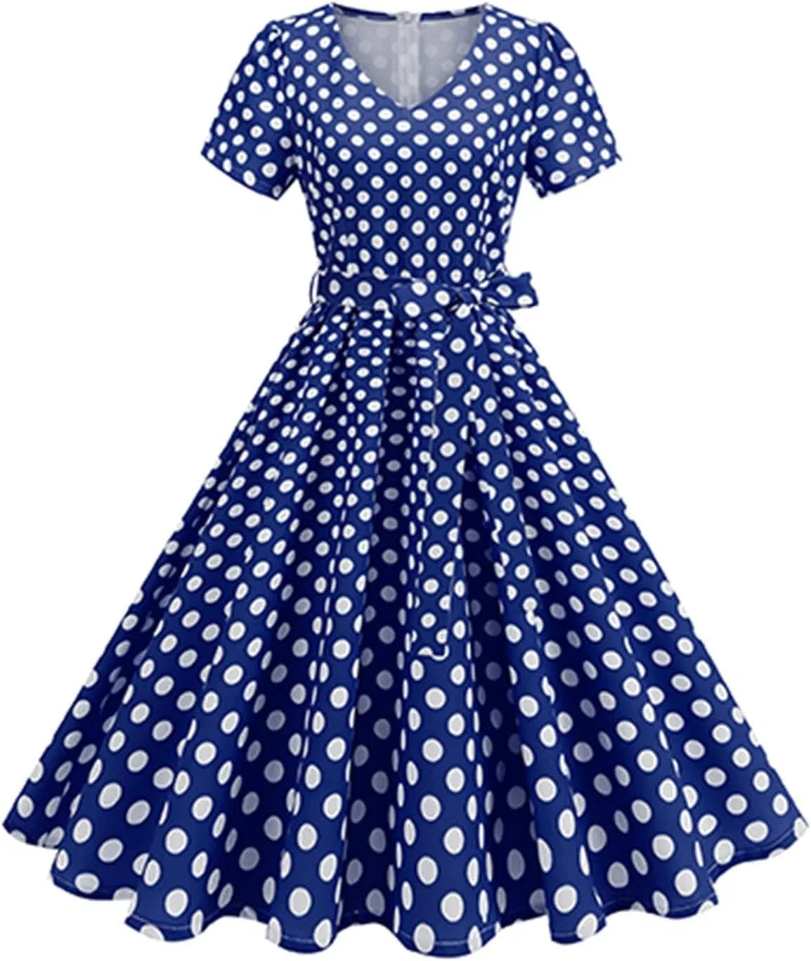 Женское платье в горошек с бантом Rockabilly, Blue