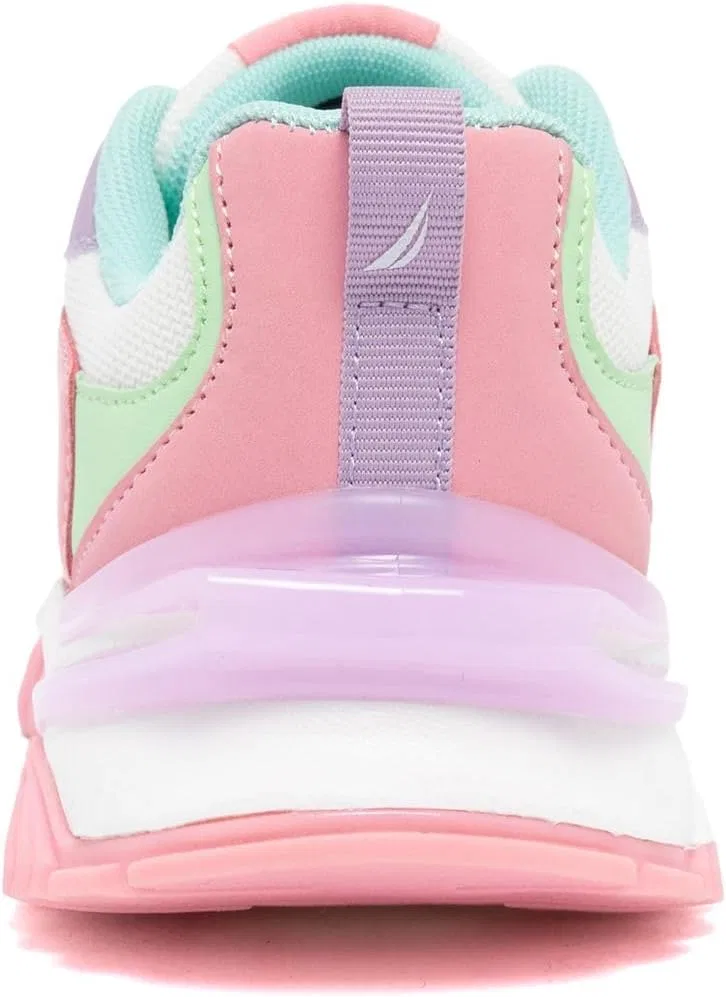 Детские кроссовки для девочек со шнуровкой и блестящими принтами Nautica, White Pink Teal — фото 4