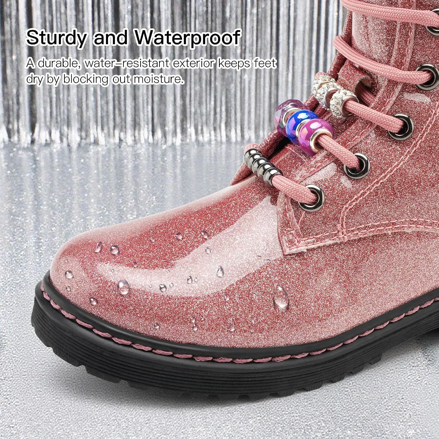 Детские ботинки для девочек с застежкой-молнией Stelle, Pink Glitter — фото 4