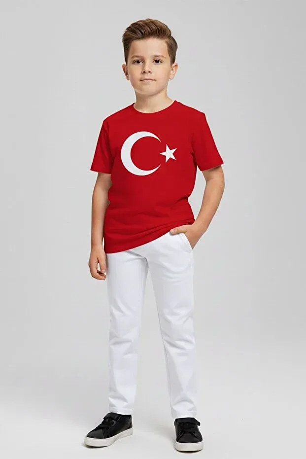 Детская футболка с принтом Moon and star t-shirt Dmb Kids, Red — фото 2