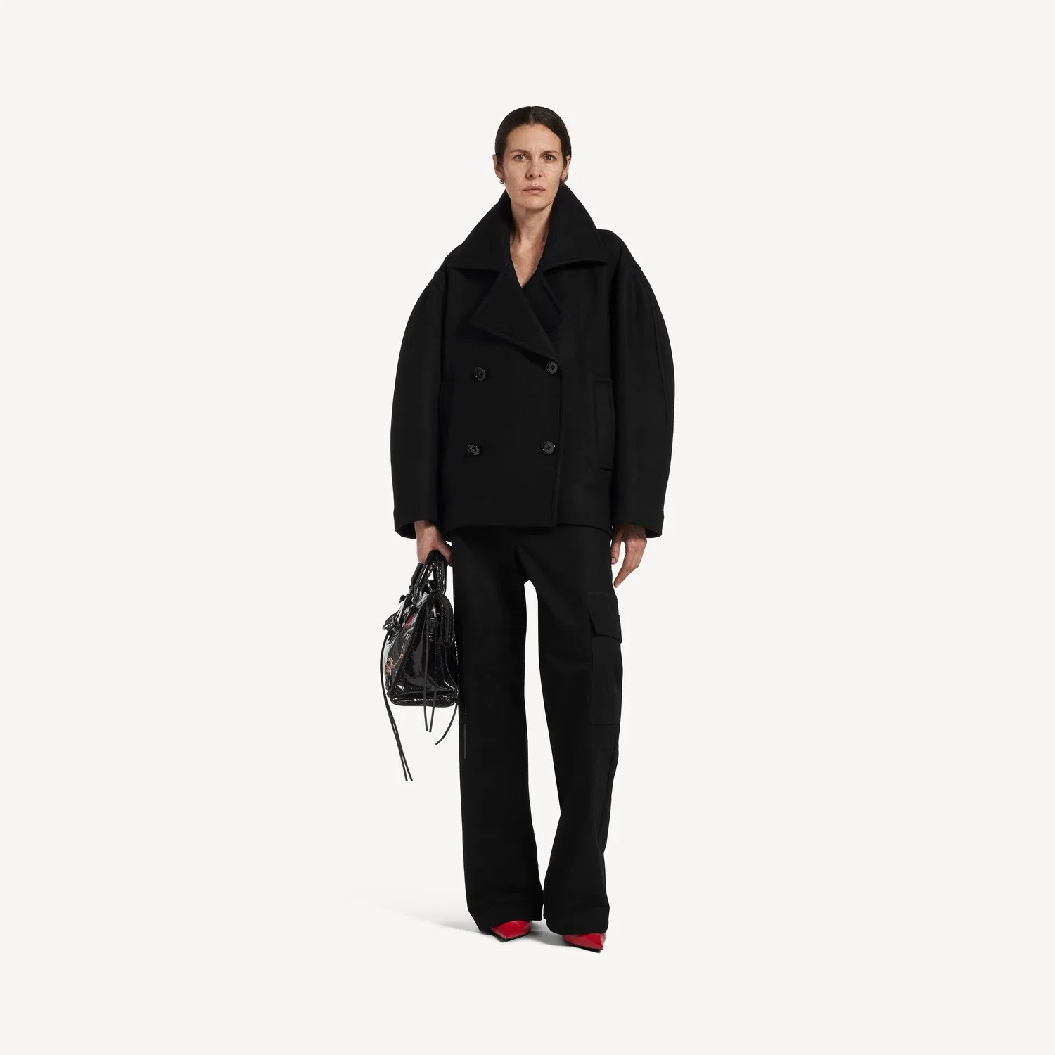Пальто-кокон двубортное Balenciaga, черный — фото 2