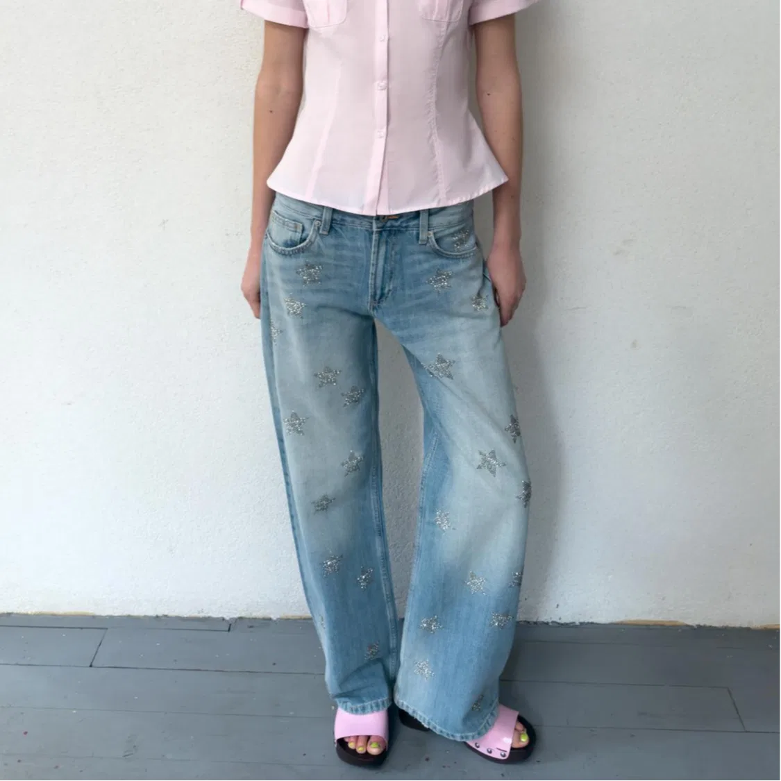 Женские джинсы широкие с заниженной талией Trf Jeans ZARA, Blue — фото 4