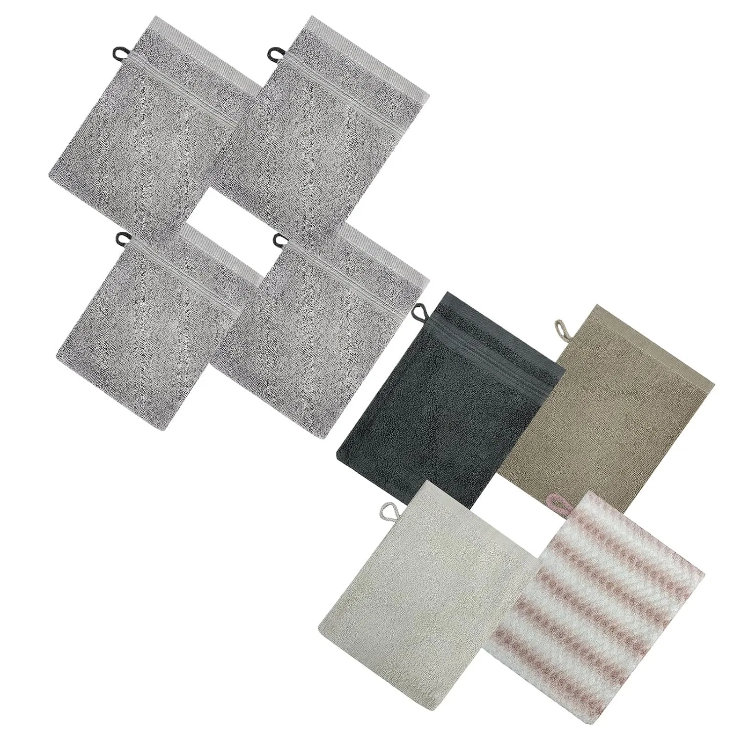 Мочалки для тела, 4 шт, хлопок, 125 г, Light Gray Generisch