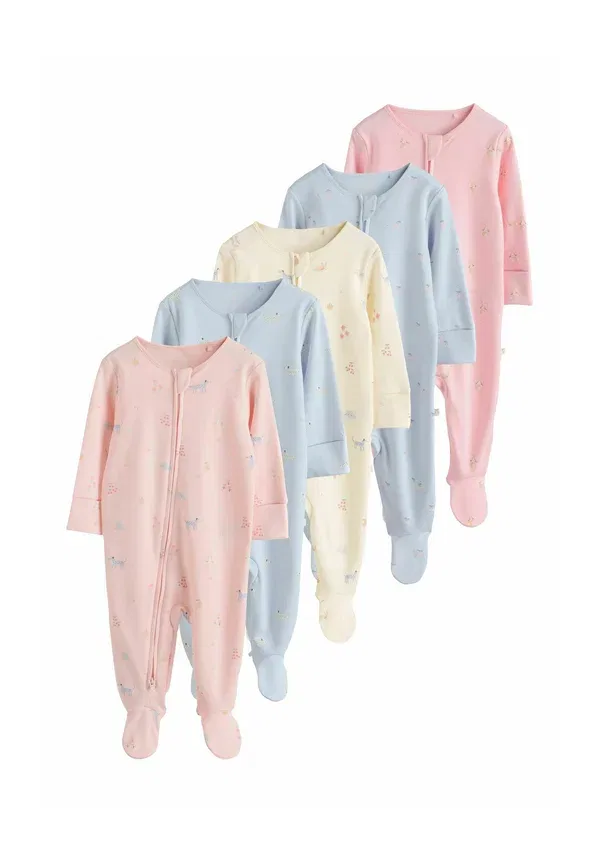 Комплект из 5 боди с принтом Animals Regular fit two way zip sleep suit Next, Multi Pastel Character, мультиколор