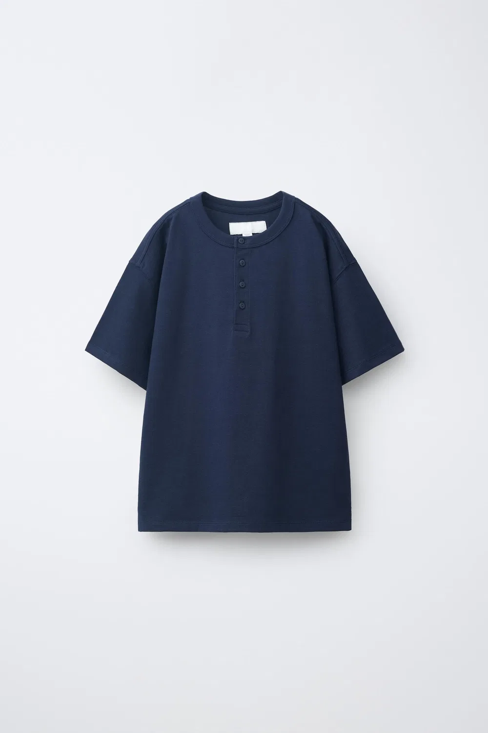 Рубашка-поло с воротником Хенли ZARA, Navy blue