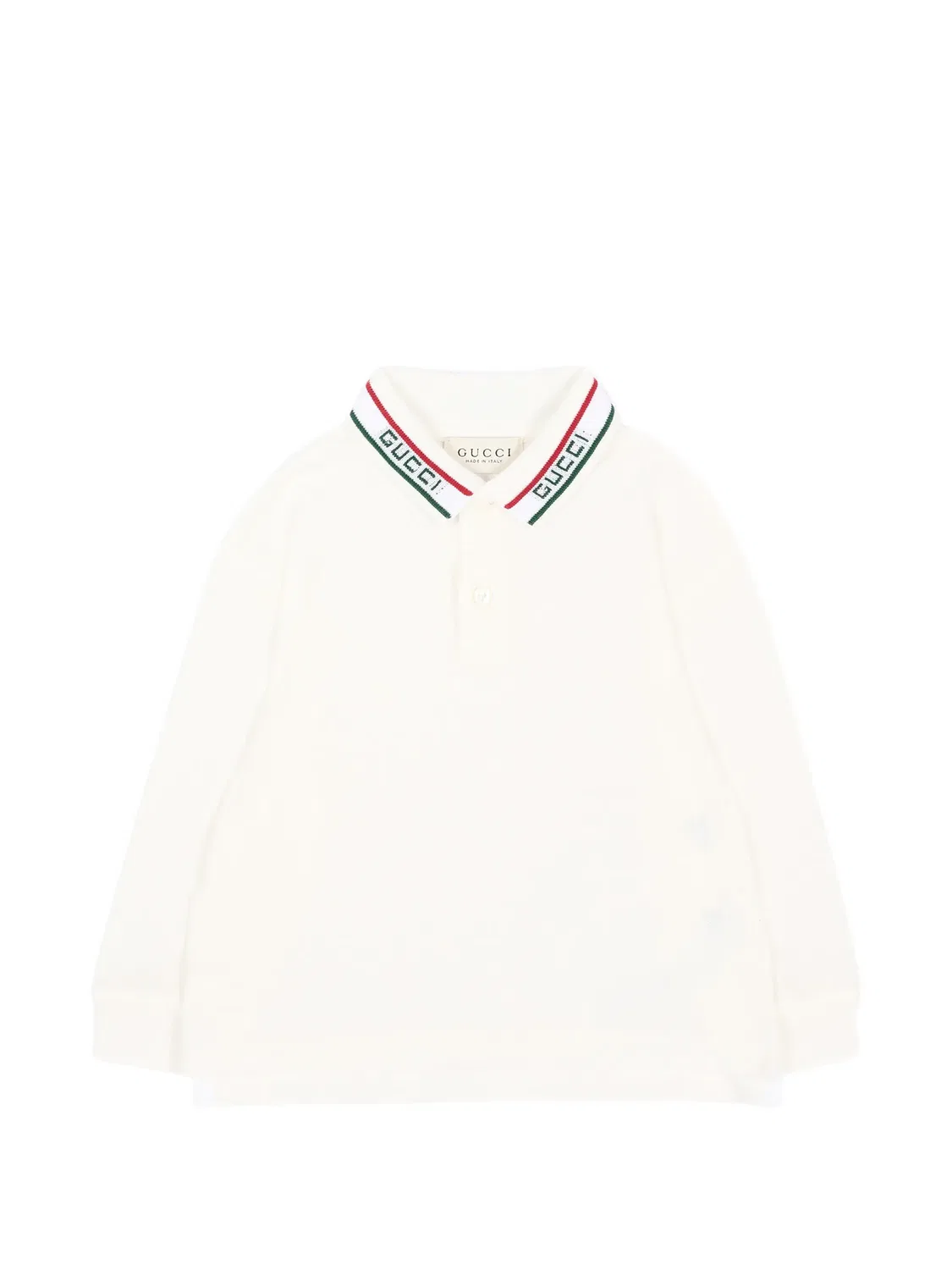 Рубашка поло с длинными рукавами и логотипом Gucci Kids, белый