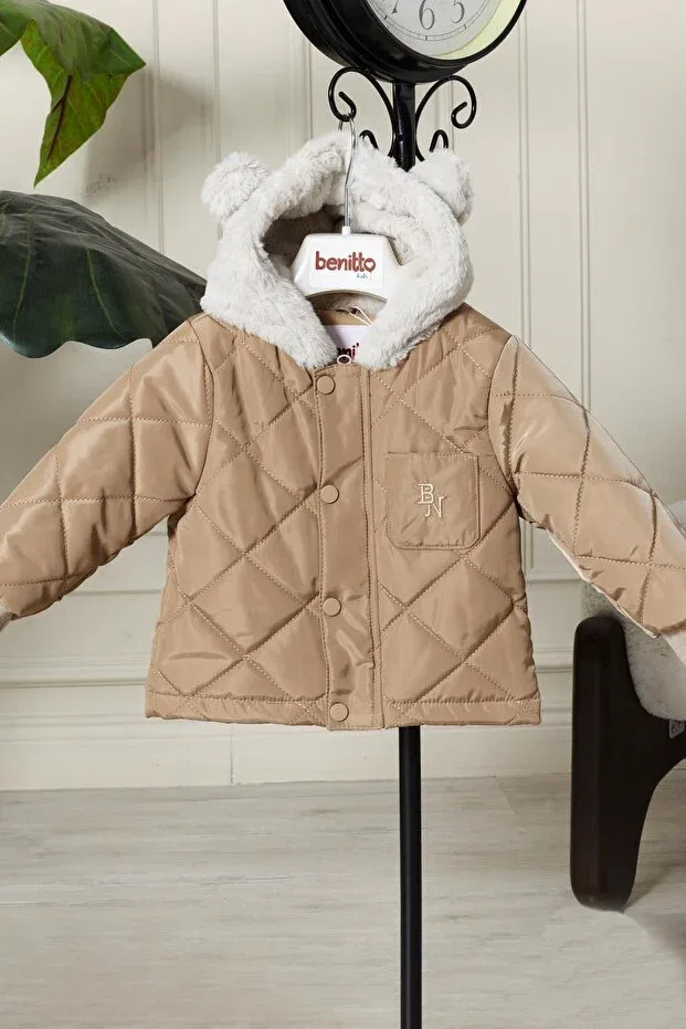 Детское зимнее пальто для девочек с капюшоном Basics Benitto Kids, Camel