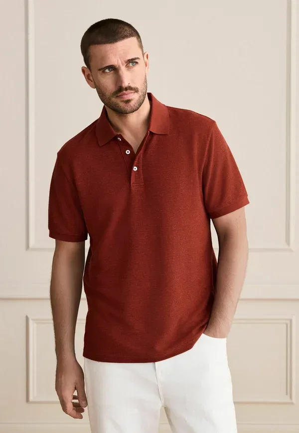 Поло из пике, однотонное, Polo marskineliai Next, Rust Red, красный