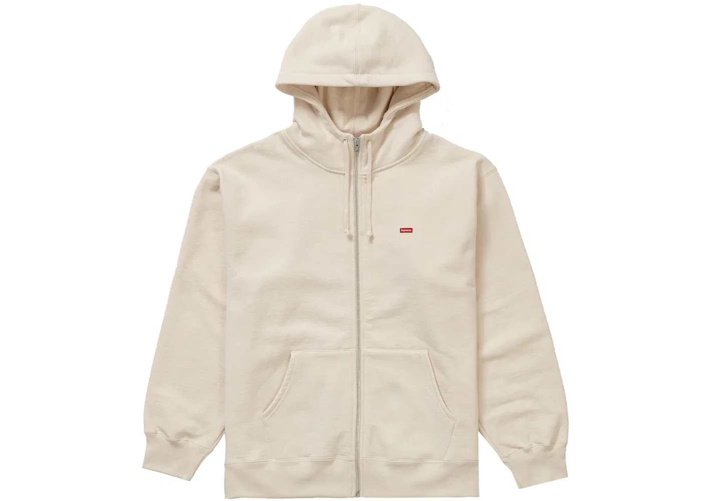 Мужской худи с молнией и карманом Supreme Small Box Facemask Zip Up Hooded Sweatshirt (FW21), Natural