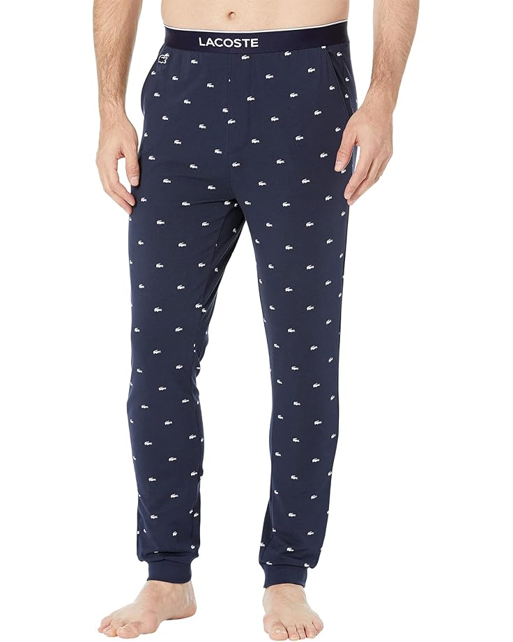 

Пижамные брюки Lacoste Crocodile Patterned Stretch Cotton Pyjama Pants, цвет Navy Blue/White