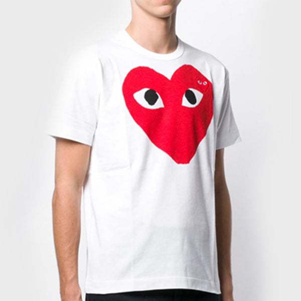 Футболка love printing casual short sleeve white Comme Des Garcons Play, белый — фото 4