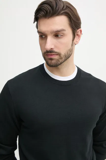 Свитер из хлопка модель Calvin Klein, черный — фото 4