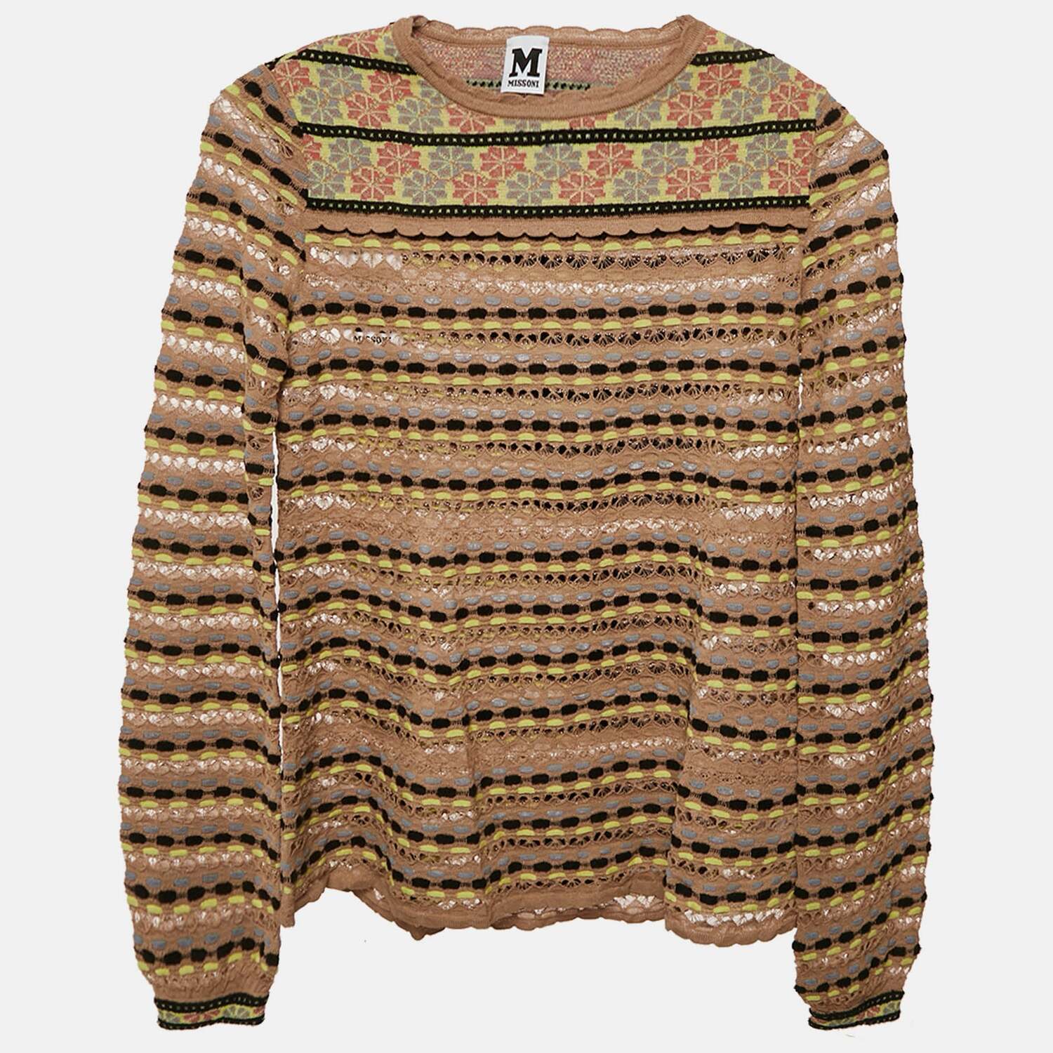 

M Missoni Трикотажный топ Missoni коричневого цвета с цветочным принтом, размер M