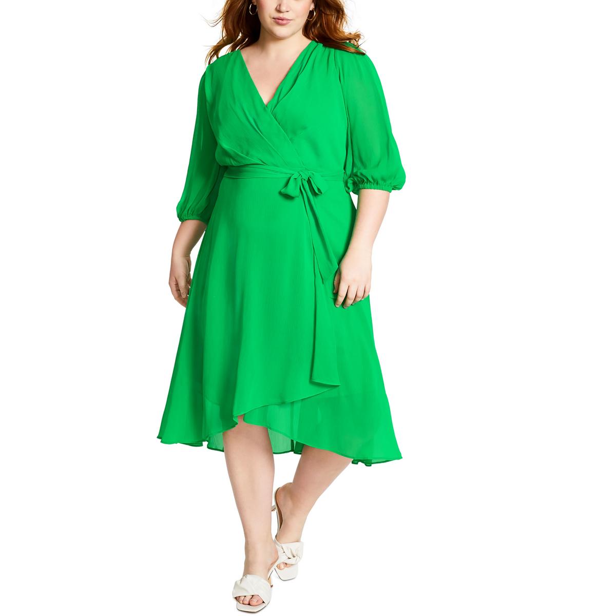 

Длинное макси-платье с запахом Plus Womens DKNY, цвет apple green