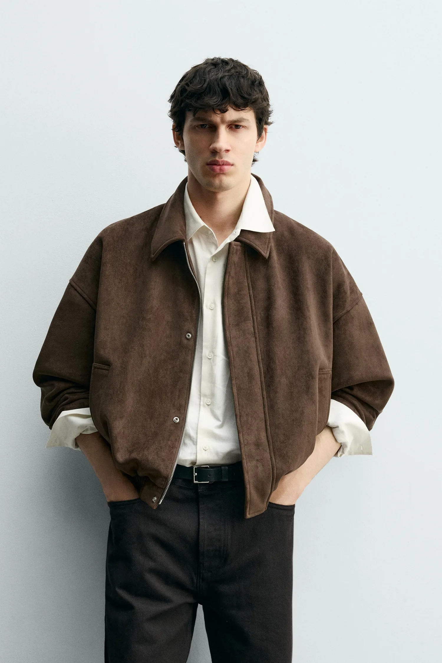 Куртка свободного кроя из искусственной замши Zara, коричневый — фото 2