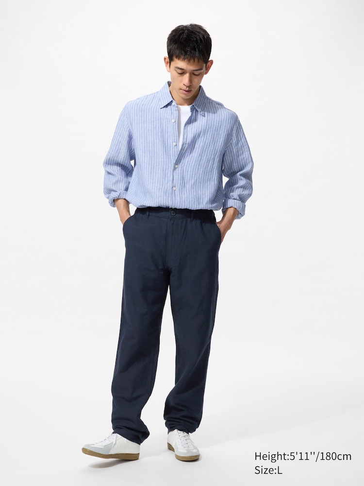 

Свободные брюки из льняной смеси Uniqlo, цвет 69 синий