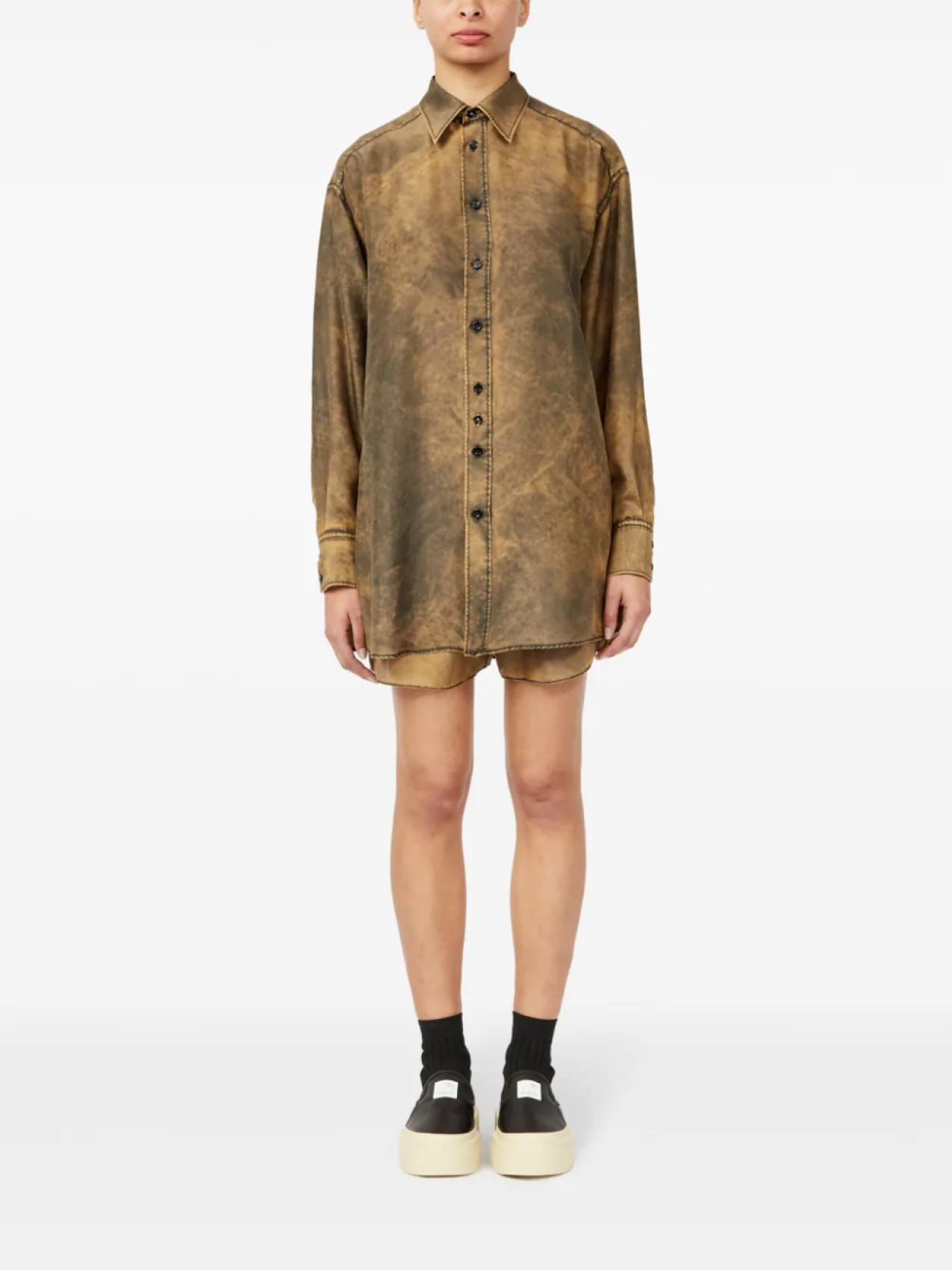 MM6 Maison Margiela рубашка с принтом тай-дай, нейтральный — фото 2