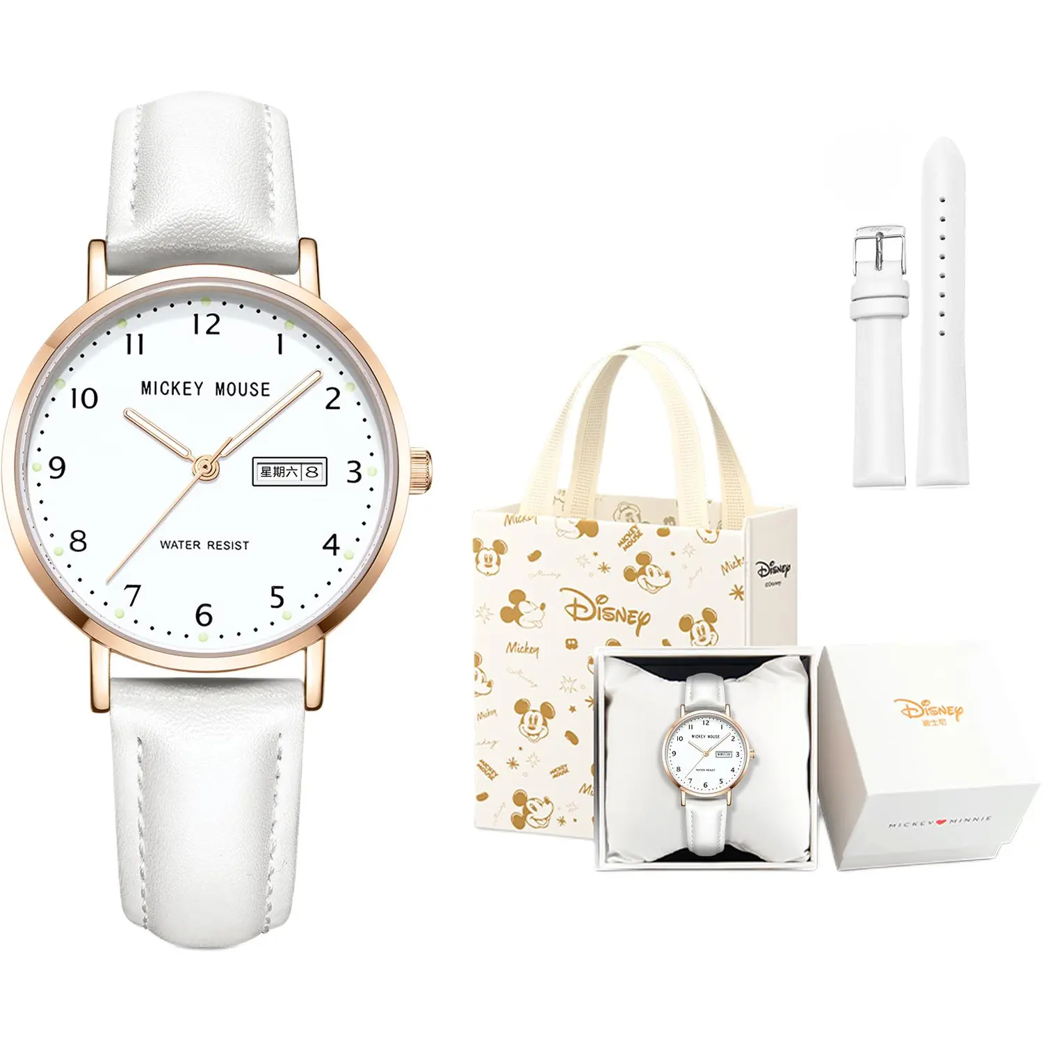 

Disney Микки наручные часы с кварцевым механизмом женские с белым циферблатом