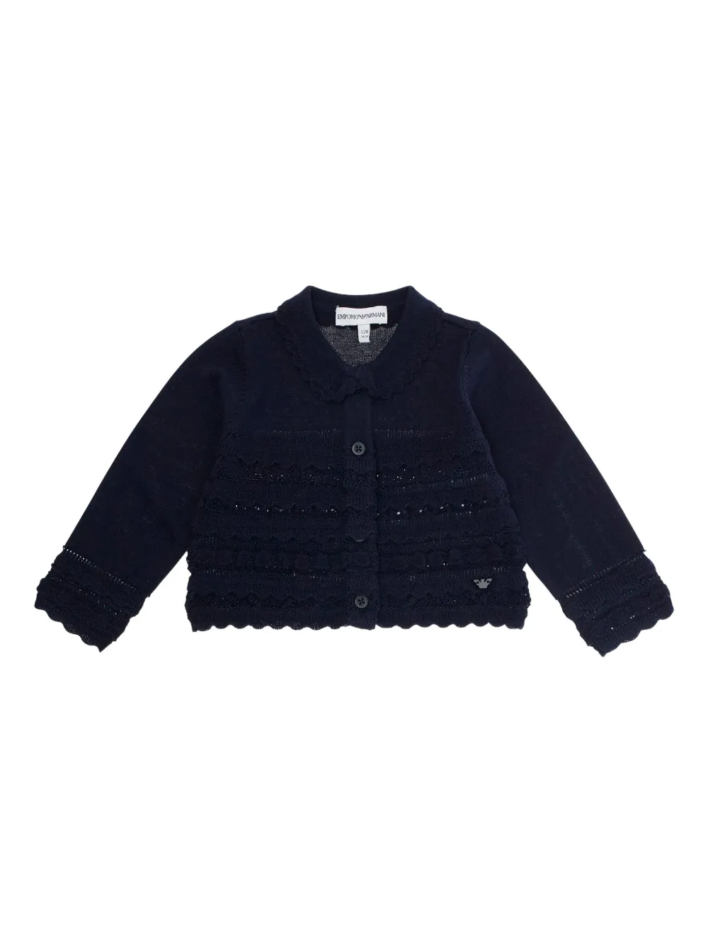 

Кардиган открытой вязки с оборками Emporio Armani Kids, синий