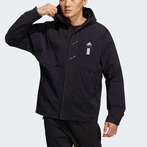 Куртка Men's adidas Wj Wv Jkt Martial Arts Series Logo Hooded Fleece Lined Sports Jacket Black, черный — фото 3