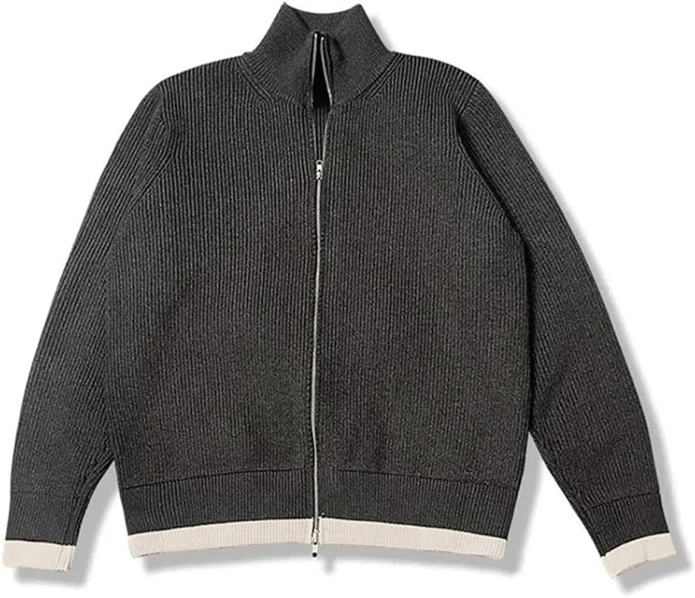 Зимний кардиган из ламы Casual Loose Gray Zipper