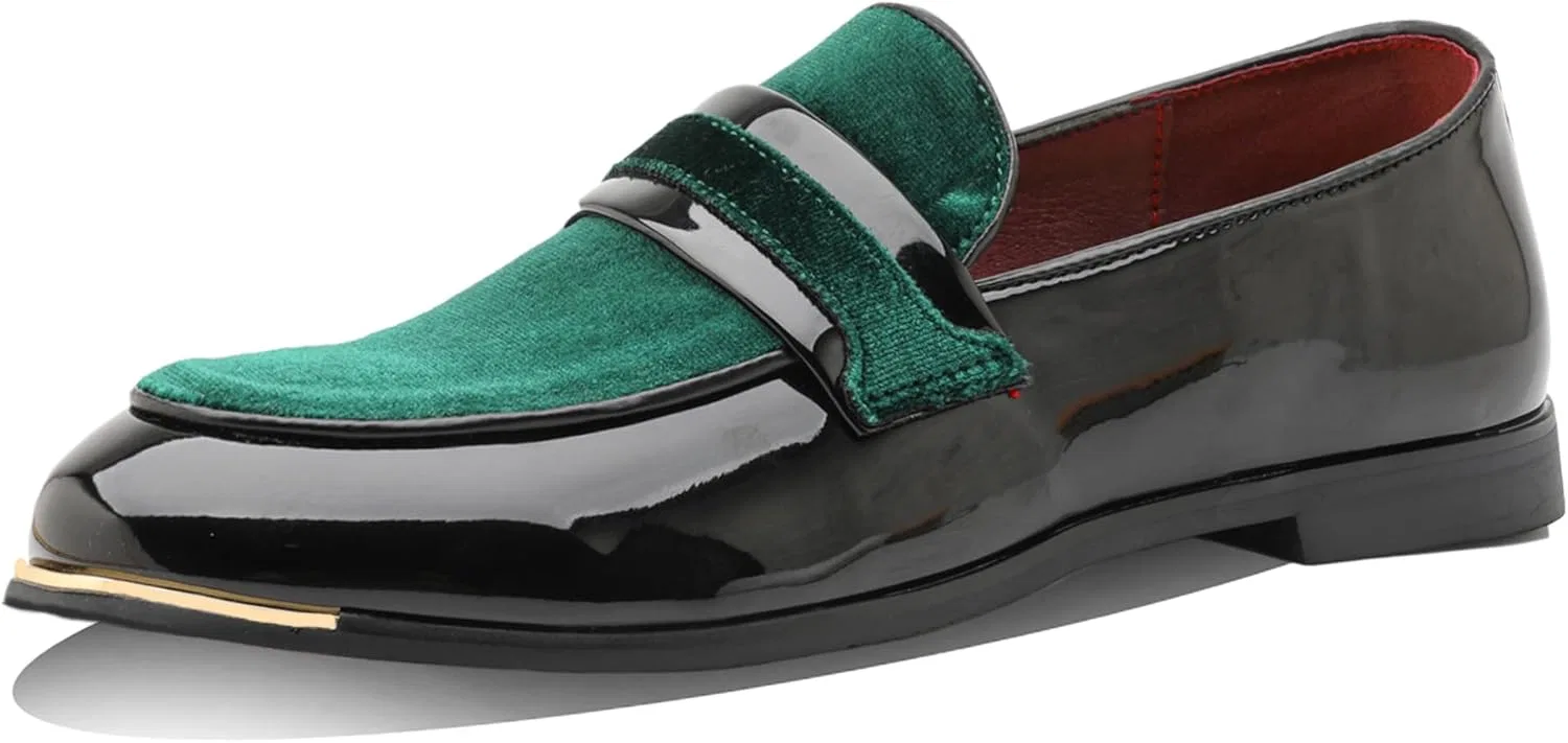 Лоферы из вельвета LCQL Men's Luxury Penny Loafers, зеленый