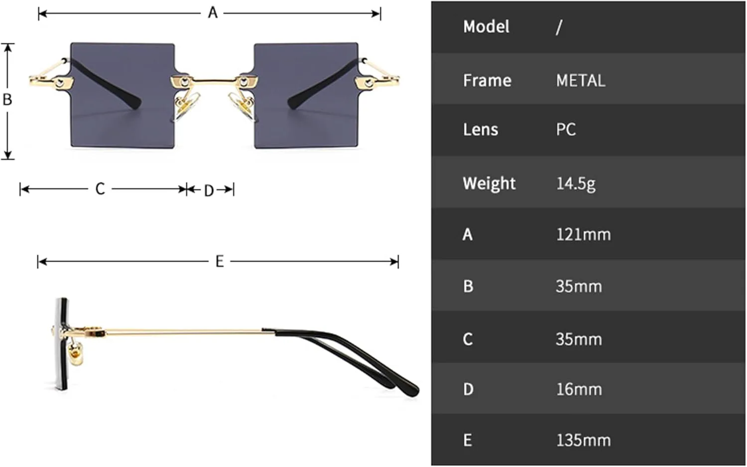 

bullabulling Модные маленькие квадратные солнцезащитные очки для женщин, ультралегкие, конфетного цвета, без оправы, океанские солнцезащитные очки, Black