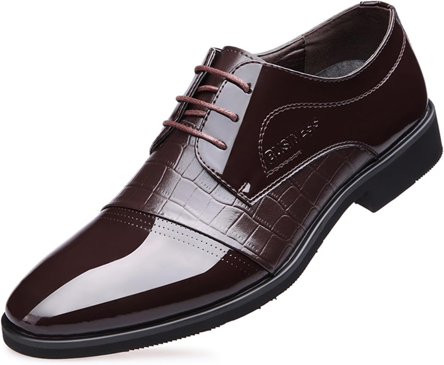 

Мужские классические туфли ADMLZQQ из искусственной лакированной кожи в стиле дерби, оксфорды на шнуровке для формальных мероприятий, коричневый