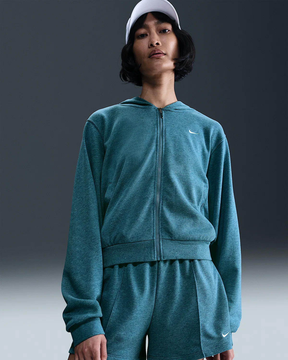 Женский свободный худи на молнии Nike Sportswear Chill Terry из французского флиса, Smokey Blue/Heather/Sail