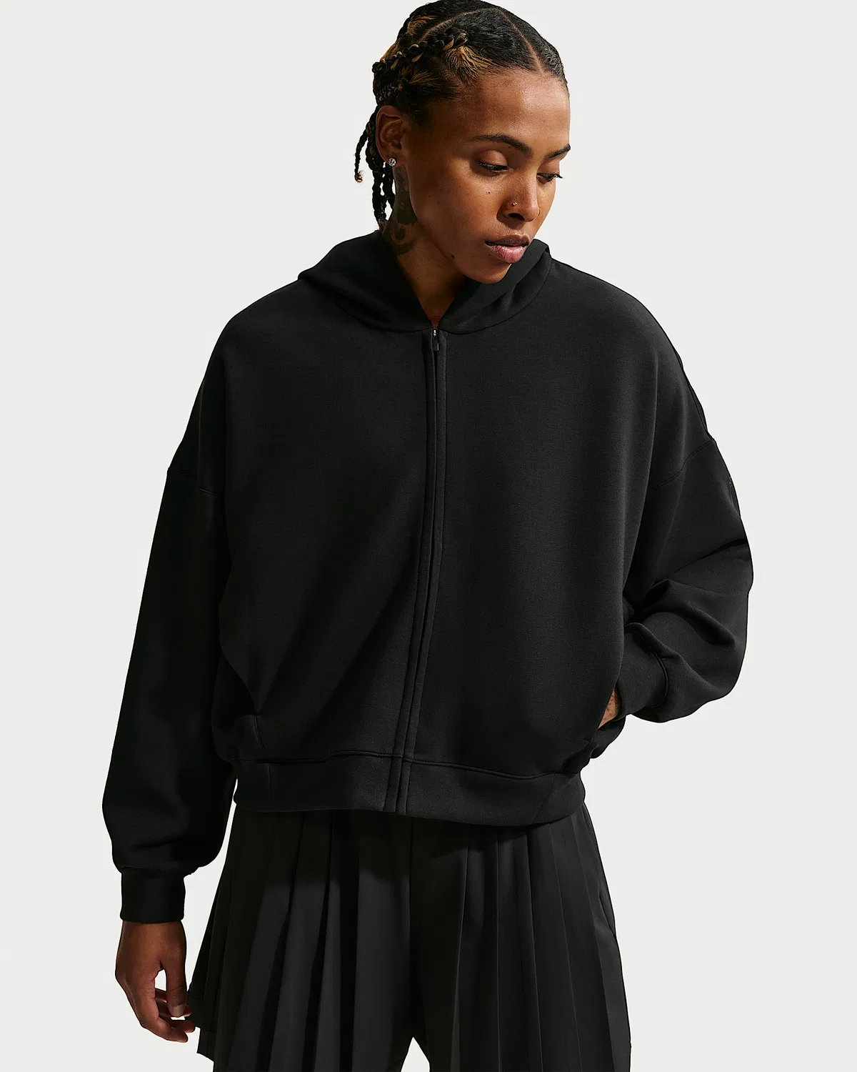 Женская худи на молнии Nike 24.7 ImpossiblySoft, Black/Dark Smoke Grey
