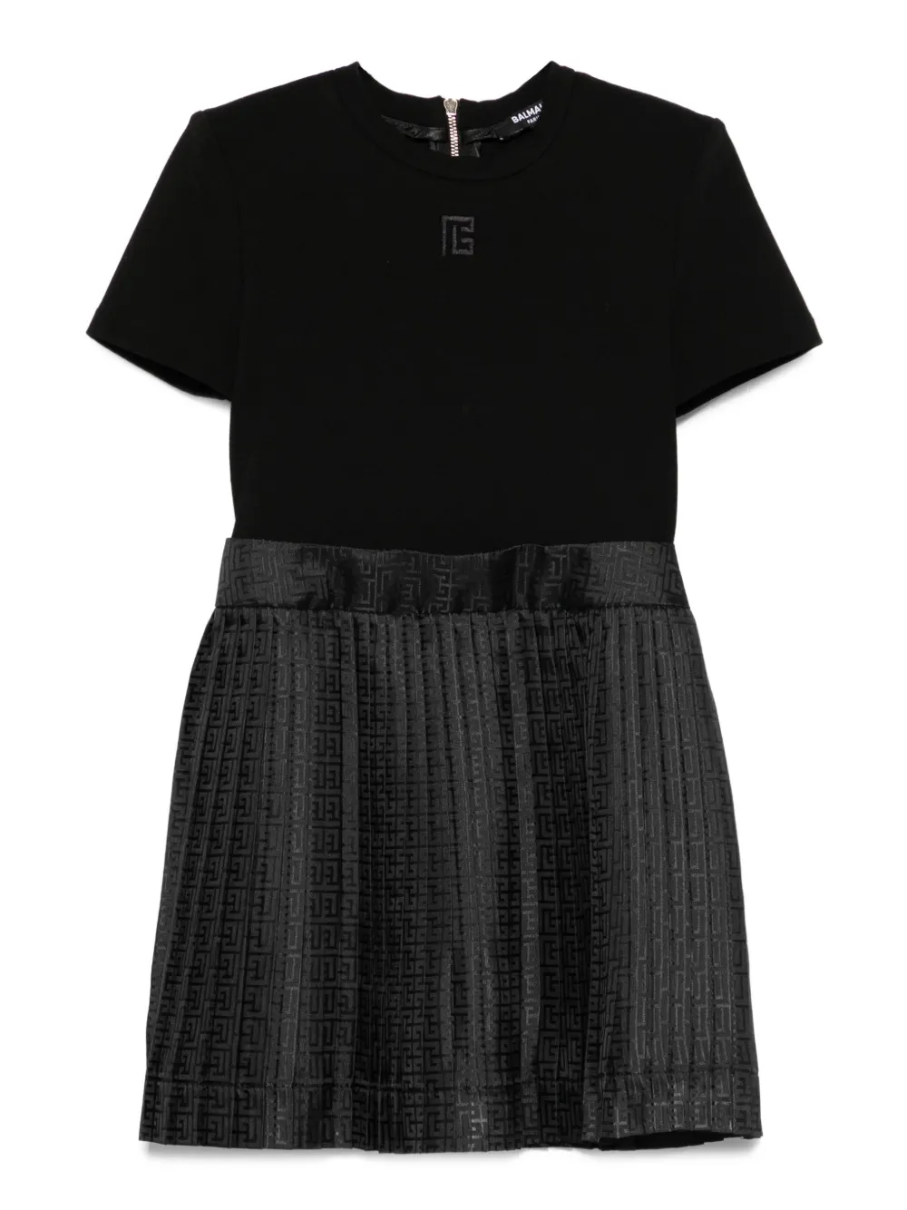 

Плиссированное платье с логотипом Balmain Kids, черный