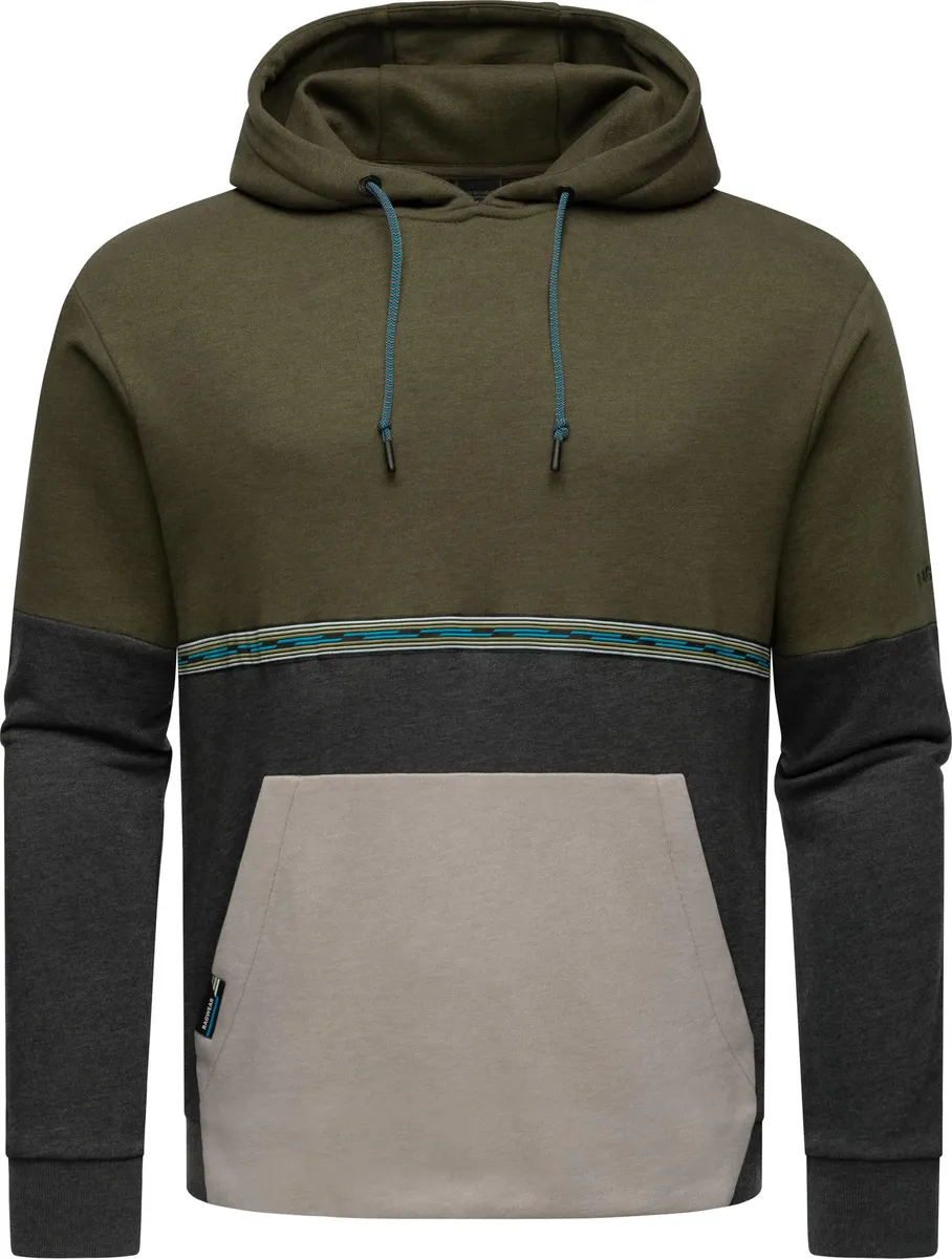 

Ragwear Hoodie "Blocky Hoody", спортивная мужская толстовка с блочными полосками, зеленый