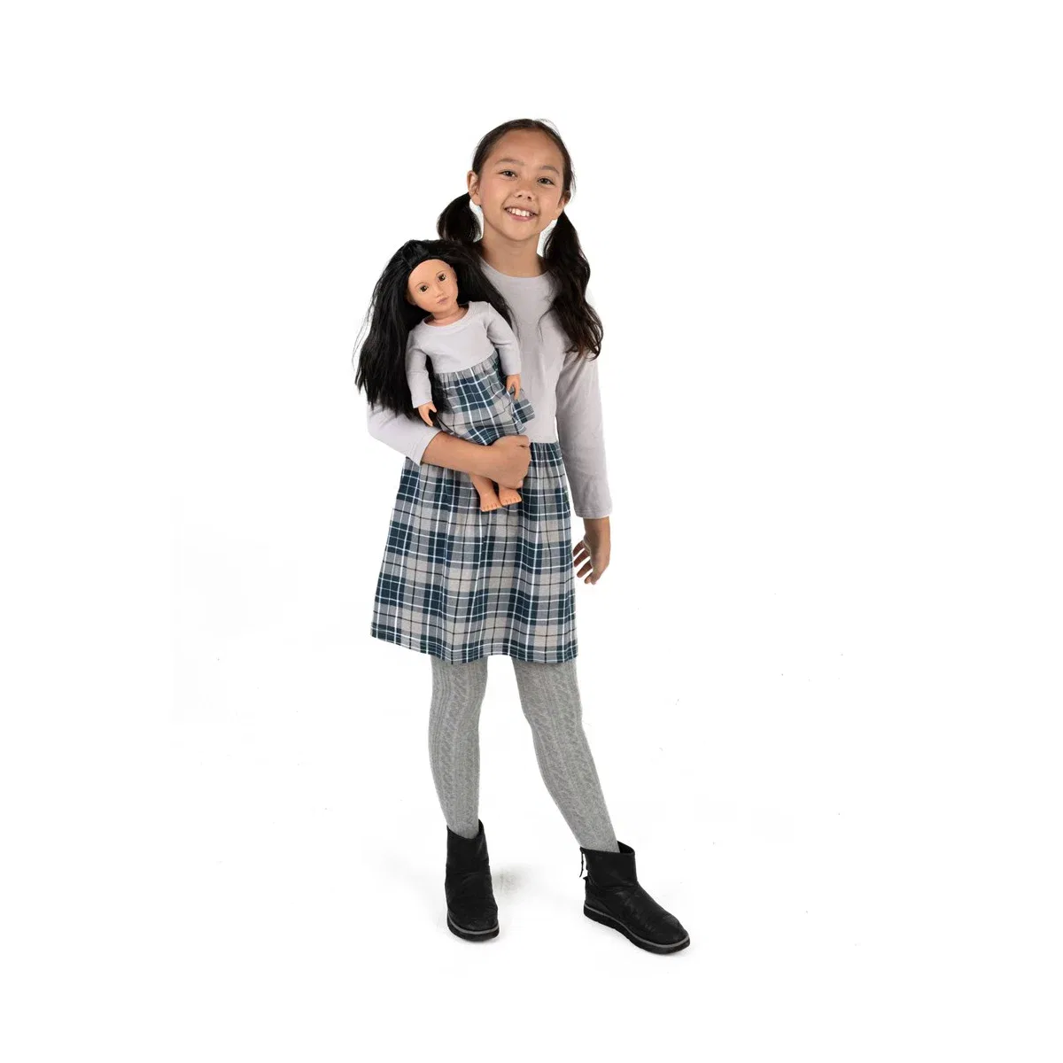 Детское платье-юбка для девочек с длинным рукавом Girl and Doll Skirt Dress LEVERET, Brown — фото 4