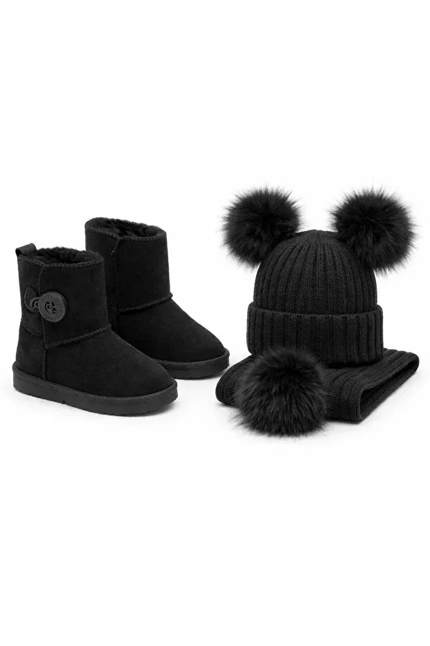Детские ботинки для девочек на плоском ходу Ueskids, Black