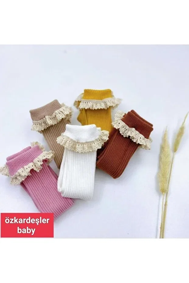 Детские носки для новорожденных с кружевом Özkardeşler Baby, Ecru