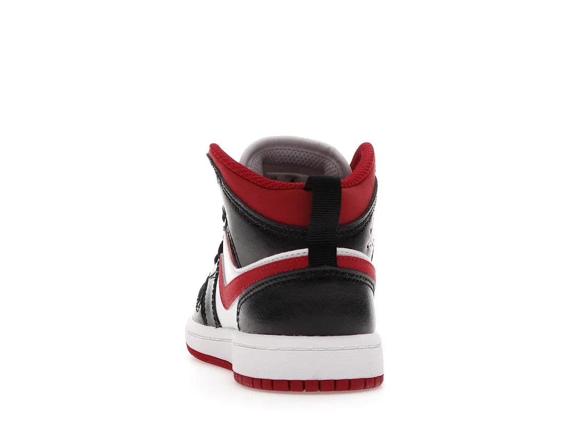 Детские кроссовки с кожаным верхом Jordan 1 Mid, White/Gym Red-Black — фото 4