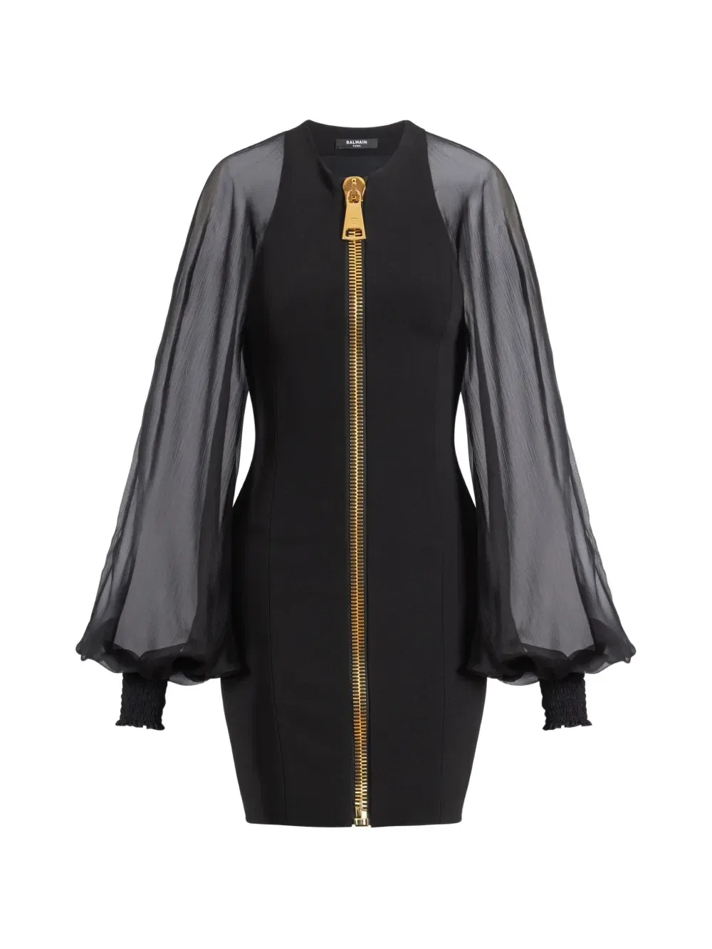 Коркое платье из джерси Balmain, черный
