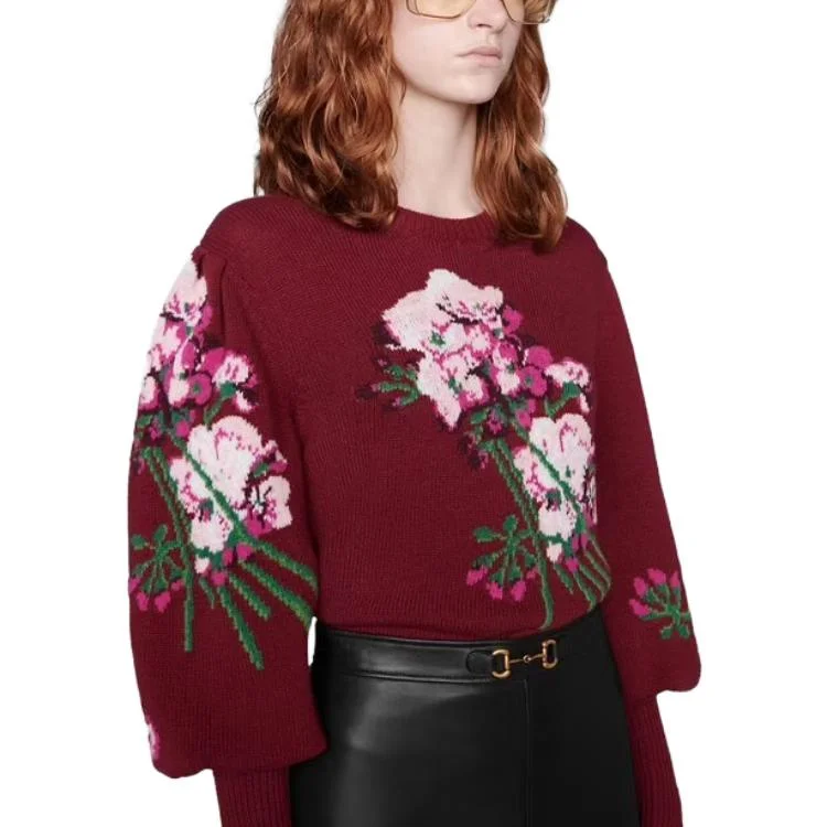 Свитер GUCCI Женский, Премиальное качество, Темно-красный — фото 4