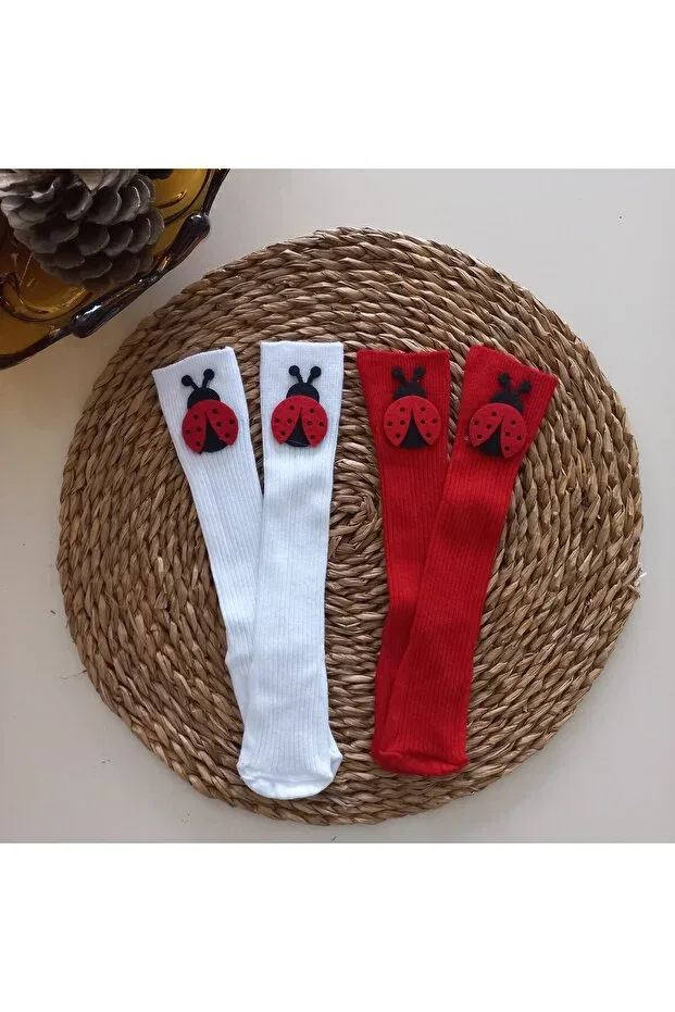 Детские носки для девочек с принтом Ladybug Felt Figured Mars Baby, White